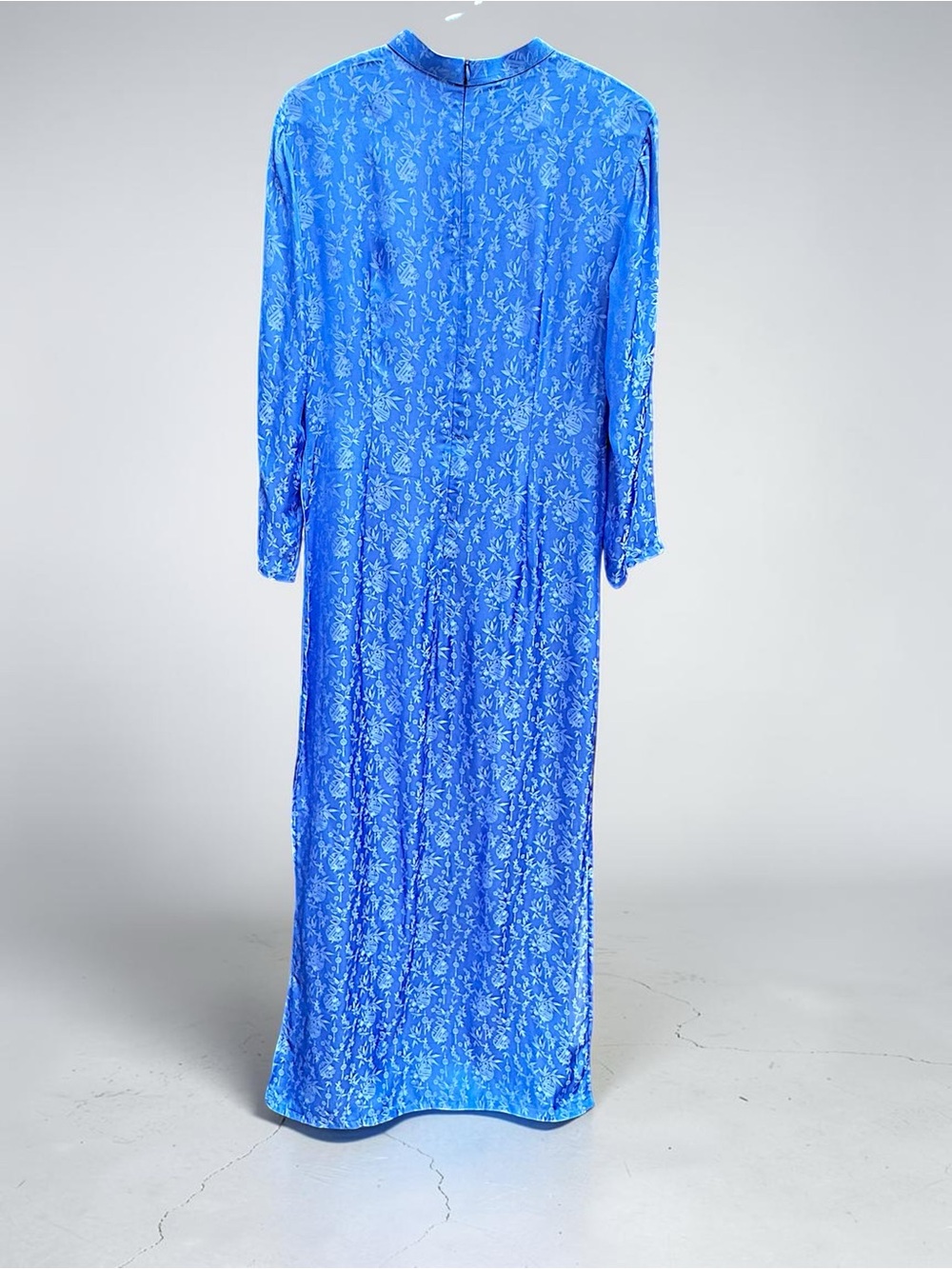 Yaly Couture Genuine Silk Blend Ao Dai Vietnamese Traditional Dress - Blue - Picture 13 of 14